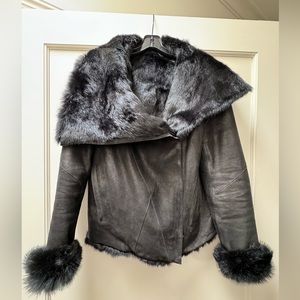 Helmut Lang Reversible Black Leather and Fur Jacket